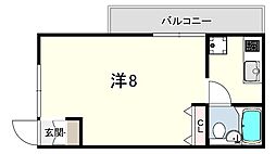 篠原マンション中山手 1Kの間取図画像