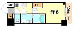 エスリード神戸レジデンス 1Kの間取図画像