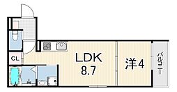 AXIA CITY 神戸松原 1LDKの間取図画像