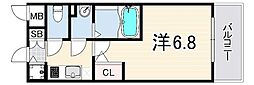 エスリードレジデンス神戸三宮 1Kの間取図画像