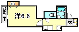 エルパラッツォ塚本 1Kの間取図画像