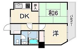 ライオンズマンション神戸元町第2 2DKの間取図画像