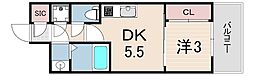 セレニテ神戸ミラク 1DKの間取図画像
