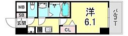 プレサンスブルーム新神戸 1Kの間取図画像
