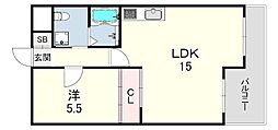 朝日プラザ新神戸 2LDKの間取図画像