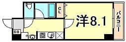 クオーレ三宮一番館 1Kの間取図画像