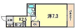 アスライフ湊川公園 1Kの間取図画像