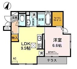 ディールーム高羽 1LDKの間取図画像