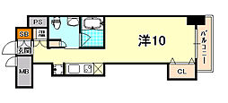 レジディア神戸磯上 ワンルームの間取図画像