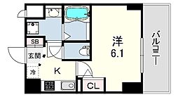 神戸国香通Futur 1Kの間取図画像