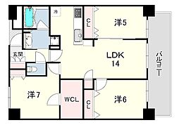 ワコーレザ・神戸トアロード 3LDKの間取図画像