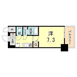 セオリー神戸クレール 1Kの間取図画像