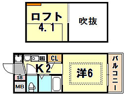エステムコート三宮駅前ラドゥー 1Kの間取図画像