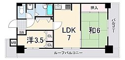 グランシティ三宮 2LDKの間取図画像
