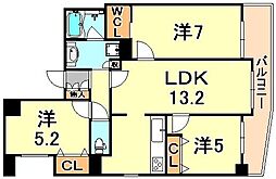 アーバネックス元町通 2SLDKの間取図画像