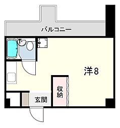 ライオンズマンション神戸花隈 ワンルームの間取図画像
