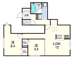 ポルク上河原 2LDKの間取図画像