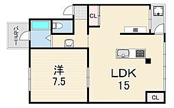 五位ノ池南ビル2号棟 2LDKの間取図画像