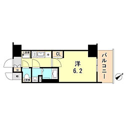 プレサンス神戸キュリオ 1Kの間取図画像