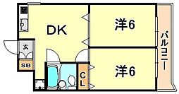 ポピア新在家 2DKの間取図画像