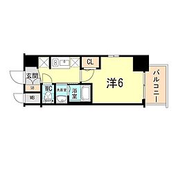 エステムコート神戸湊町 1Kの間取図画像
