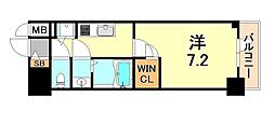 エスリード神戸レジデンス 1Kの間取図画像