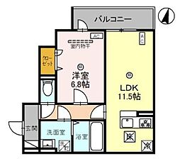 アルコイリス上筒井 1LDKの間取図画像