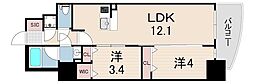 セレニテ神戸ミラク 2LDKの間取図画像