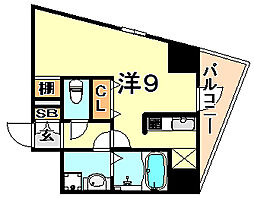 パシフィックレジデンス神戸八幡通 ワンルームの間取図画像