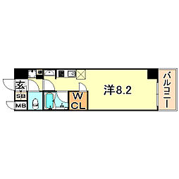 アスヴェル神戸元町海岸通 ワンルームの間取図画像