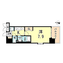 Luxe神戸WEST 1Kの間取図画像