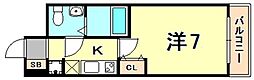 セレニテ三宮 1Kの間取図画像