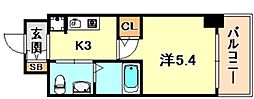 エスリード神戸WEST 1Kの間取図画像