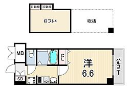 エステムコート三宮EAST2リベルテ 1Kの間取図画像