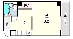 ハイツ湊川 1Kの間取図画像