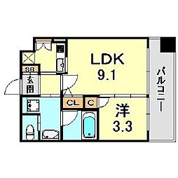 アーバネックス神戸水木通 1LDKの間取図画像