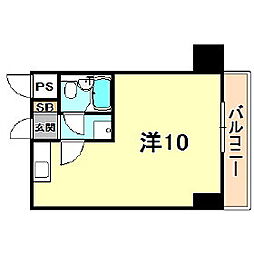 ライオンズマンション三宮 ワンルームの間取図画像