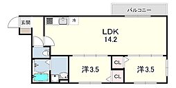 TIO御崎公園 2LDKの間取図画像