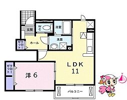 JR高徳線 吉成駅 4.2kmの賃貸アパート 1階1LDKの間取り