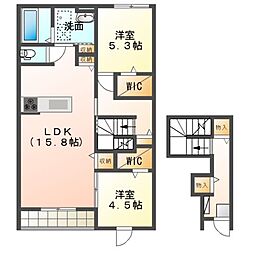 Victory佐古 2階2LDKの間取り