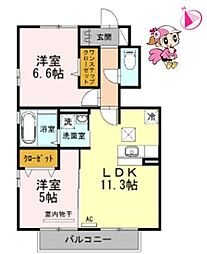 ロンラポールA 2LDKの間取図画像