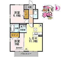 ロンラポールB 2LDKの間取図画像