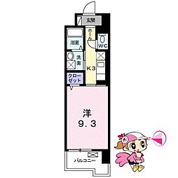 グランクリュ佐古EAST 1Kの間取図画像
