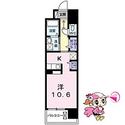 グランクリュ佐古WEST 1Kの間取図画像