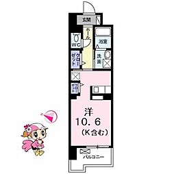 グランクリュ佐古WEST 1Kの間取図画像