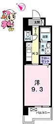 グランクリュ佐古WEST 1Kの間取図画像
