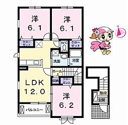 フランメゾン南沖洲A 3LDKの間取図画像