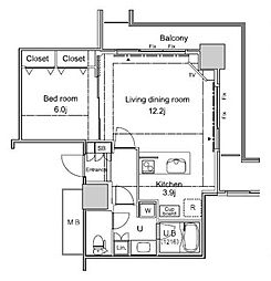 OceanTower 1LDKの間取図画像