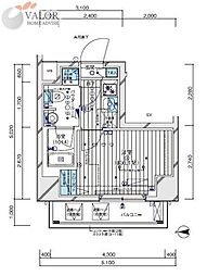MAINSTAGE東神奈川2 1Kの間取図画像