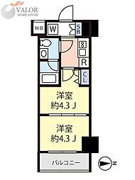 スパシエ蒲田グランドタワー 2Kの間取図画像